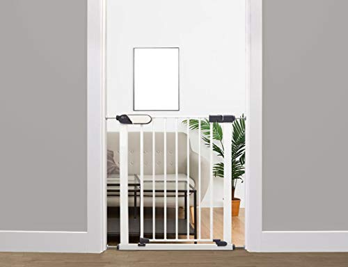 Callowesse Kemble Narrow Child & Pet Gate, 76cm High, Fits Openings 65-70cm, Pressure-Fitted, No Screws, for Narrow Doorways, Stairs & Hallways. Extensions Available (White)