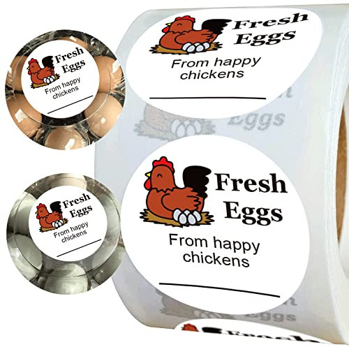Farm Fresh Eggs Stickers 2 Inch Fresh Egg Carton Stickers from Happy Chickens Labels - Farm Chicken Eggs Stickers 500 Pcs Egg Carton Label Stickers for Egg Carton Labeling