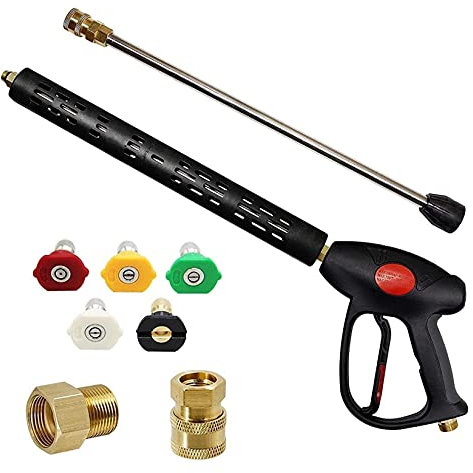 Pistola Per Idropulitrice Di Ricambio Con Prolunga Da 16 Pollici, 4000 Psi, Pistola Per Idropulitrice Con Raccordo M22-15mm O M22-14mm, 5 Punte Ugello, Per Pulire Il Fango E La Sporcizia