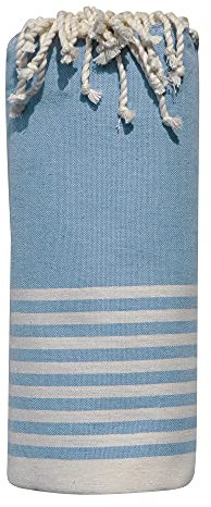 LES POULETTES BIJOUX - Asciugamano Grande Futa o Hammam Cotone Spiaggia Piccole Strisce Bianche 150 x 250cm - Blu