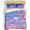Fadaseo Japanisches Kirschblüten-weiches 3-teiliges Bettbezug-Set mit 1 Bettbezug und 2 Kissenbezügen für Schlafzimmer Bettwäsche-Set mit Reißverschluss und Eckbändern