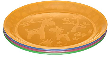 nip Kinderteller für Kleinkinder und Babys, mit niedlichem Motiv, BPA-frei, Made in Germany, 4er Set, ab 4+ Monaten