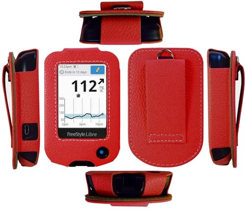 Passgenaue Ledertasche mit Displayschutzfolie für Freestyle Libre, Freestyle Libre 2, Freestyle Libre 3, Freestyle Libre 14 Day (FLC-LBRD)
