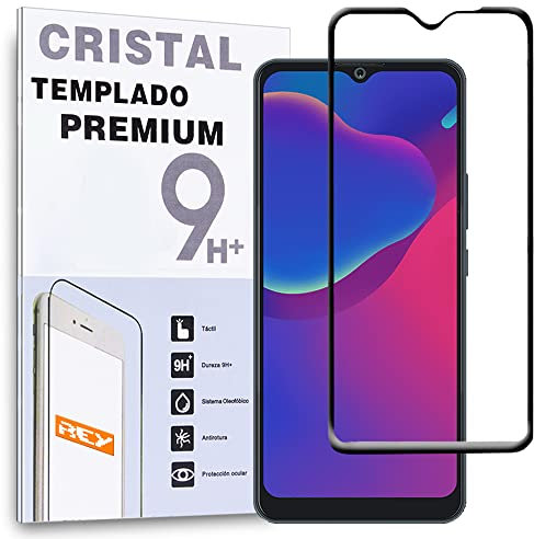 REY Protector de Pantalla Curvo para ZTE Blade V2021 5G - Blade A71 - Blade A51, Negro, Cristal Vidrio Templado Premium, 3D / 4D / 5D, Anti Roturas