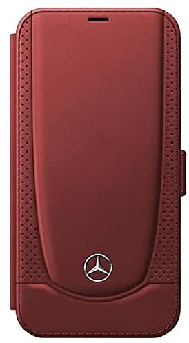 Mercedes-Benz Book Case Leather Perforated Hülle für iPhone 12/12 Pro Rot MEHCP12SMULNA, MEFLBKP12MARMRE