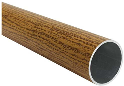 TIBU Aluminium Rundrohr Ø 43 x 2 mm Holz - Eiche (hell) Holzdekor Länge: 2600 mm / 260 cm / 2,6 m