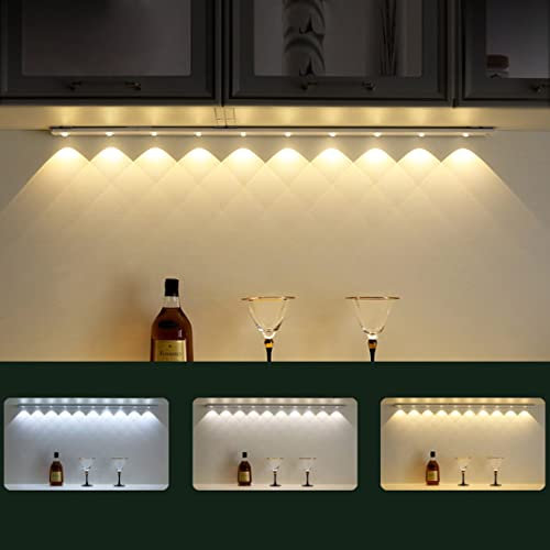 LED Schrankleuchte Küche mit Bewegungsmelder Unterbauleuchte Batteriebetrieben Akku Kabellos USB Aufladbar Dünn Schranklicht mit Schalter Magnetic Lampe,3000K/4000K/6000K,Grau (100cm 10LEDs 3600mAh)