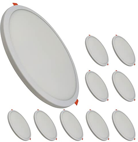 LED ATOMANT Packung mit 10 LED Einbaustrahler Downlight Rund Flach Einstellbarer Schnitt (50-180mm) 20W, Warmweiß Farbe (3000K), 1800 Lumen, Driver einschließlich
