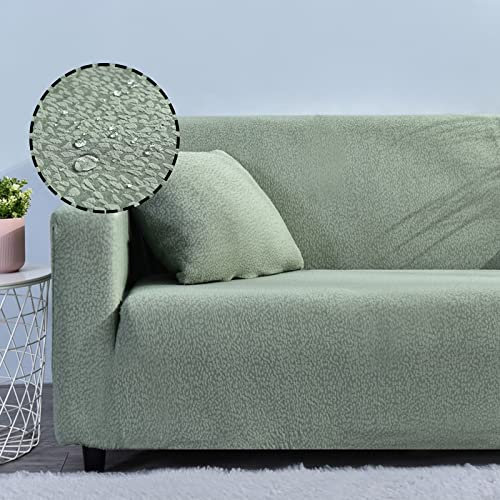 Treer Sofaüberzug Wasserdicht 1 2 3 4 Sitzer, Feste Farbe Sofabezug Elastisch Universal Schonbezug Sofa Stretch Antirutsch Sofa Hussen Spandex Sofaschoner Sofahusse (Grün,2 Sitzer)