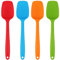 YOKOMI 4 Pcs Heat Resistant Large Silicone Spoon Spatulas, Non-Stick Silicone Rubber Spatulas Scrapers Kitchen Utensils Tools for Cooking Baking Mixing, Multicolor