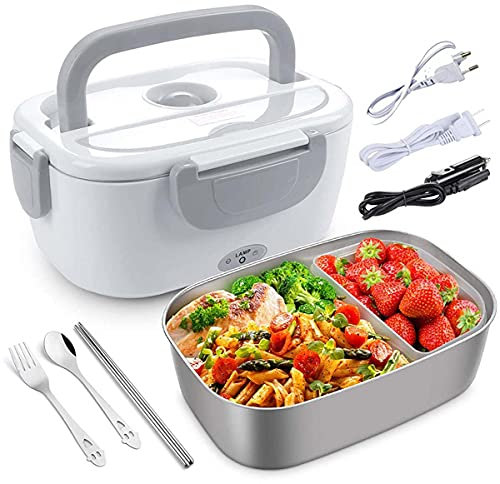 Lunch Box Elettrico Scaldavivande Portatile, Scaldavivande Contenitore Scaldavivande in Acciaio Inox Viaggio Auto Lavoro Riscaldamento Bento Box per Viaggio su Strada/Campeggio/PIC