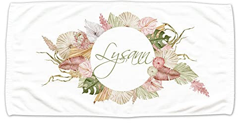 GRAZDesign Badetuch, Duschtuch mit Namen personalisiert, für Kinder und Erwachsene, Zwei Größen (50 x 100 cm, Blumen)