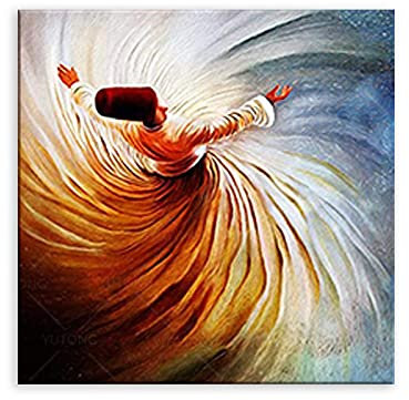 Giclée-Kunstwerk Islamische Wandkunst Sufi Wirbelnde Leinwand Poster Dekor für Wohnkultur Modern Grace Dance Art Small Fresh Folk 45x45cm Rahmenlos