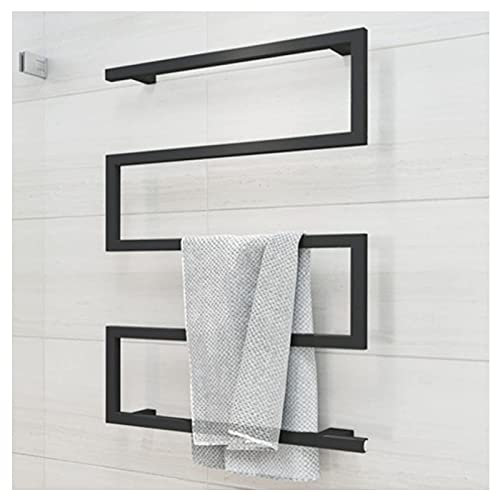 Radiateur électrique pour sèche-serviettes de salle de bain, étendoir à linge en acier inoxydable, porte-serviettes chauffant mural à 5 barres, noir, enfichable/câblé, fixé au mur (taille : filaire) (