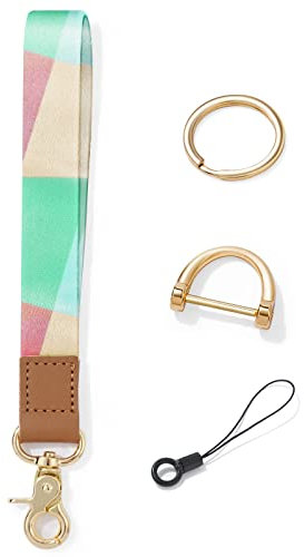 Vicloon Schlüsselband für das Handgelenk, Schlüsselbänder Wristlet, mit Metall Ring und Hohe Qualität Leder, Keychain Handgelenksband, für Schlüssel, Mobile Handys Telefon, Kamera, Charms(Farbnähte)