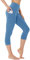 FOTOCITI Leggings Damen mit Tasche Capri Leggins High Waist Caprihose Sommer Blickdicht Sportleggins Sporthose Hose Gym Outdoor Yoga(Hellblau,S-M)