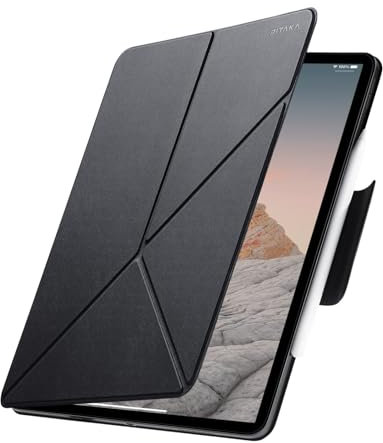 PITAKA MagEZ Folio 2 per iPad Pro/Air (Nero, 12.9 iPad Pro 2022-2018/13 iPad Air 2024)