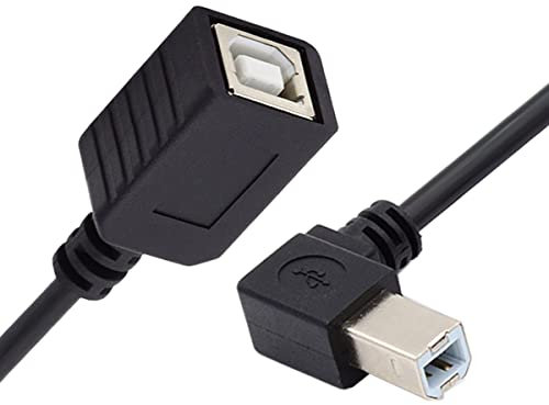 CY USB 2.0 B Typ Stecker auf Buchse Verlängerungskabel links abgewinkelt 90 Grad 20 cm für Drucker Scanner Disk