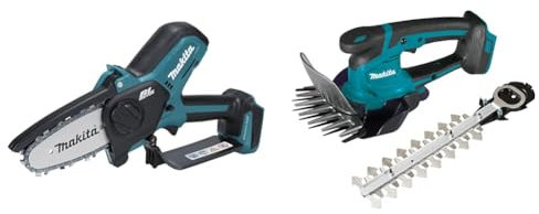Makita DUC101Z Akku-Astsäge 18V (ohne Akku, ohne Ladegerät) & Akku-Grasschere (18,0 V, ohne Akku, ohne Ladegerät) DUM604ZX, Blau