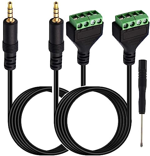 RUNCCI-YUN 2 pièces connecteur jack 3.5mm Câble de borne à vis 3,5 mm,3,5 mm stéréo Audio TRRS mâle à 4 Broches/Canal Femelle Boulon vis écouteur câble Adaptateur de convertisseur de Balum.(27cm)