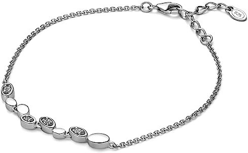 OROVI Schmuck Damen Statement Armband mit weißen Funkelnden Zirkonia Steine die den modernen Anhänger zieren Zeitloses modernes Silberarmband aus 925 Sterling Silber, 21 cm lang