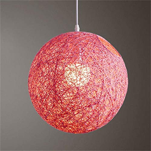 Creperture Abat-Jour Rond de 15 cm Moderne en Rotin Tissé à la Main pour Suspension de Plafond, Plafonniers, Rose