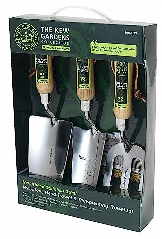 3 Piece Gardening Set by Fixtures Kew Neverbend S/S Trowel & Fork Box