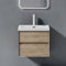 doporro Badmöbel Set Waschtischunterschrank Waschtisch mit Unterschrank Wandhängender Waschbecken-Unterschrank mit Soft-Close in Eiche Greige 60cm inkl. Mineralguss-Waschbecken Rimo