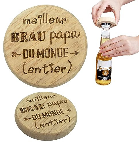 ERNESTINE - Décapsuleur magnétique beau papa le meilleur - cadeau fête des pères et fête des beaux pères - cadeau beau papa accessoire homme - ouvre bouteille famille - cadeau homme anniversaire Noël