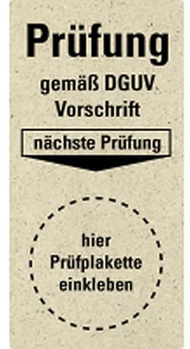 Dreifke® Mini-Grundplakette Prüfung DGUV Vorschrift, n.Prüfung, Graspapier, 20x40mm, 16/Bogen