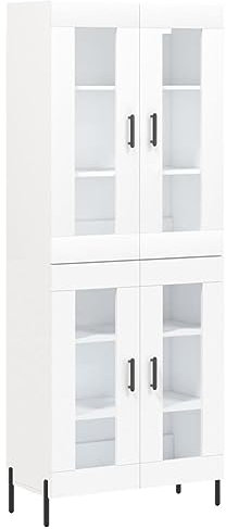 vidaXL Highboard, Sideboard mit viel Stauraum, Kommode Schrank für Wohnzimmer, Anrichte Beistellschrank Metallbeine, Modern, Weiß Holzwerkstoff