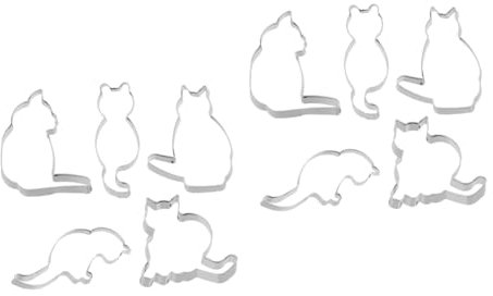 ifundom 2 Set Pratici Per Biscotti A Forma Di Gatto Tagliabiscotti in Acciaio Inox Stampo Per Biscotti Stampo Per Biscotti 5 Pezzi * 2