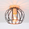 iDEGU Vintage Deckenleuchte Industrielle Deckenlampe Ø20 cm Geometrisches Käfig Design Lampenschirm aus Metall und Holz Retro Deckenleuchte E27 Kronleuchter für Schlafzimmer Küche Wohnzimmer, Schwarz