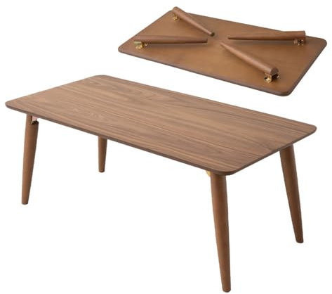 EMOOR Holz-Klapp-Couchtisch Rechteckig-Groß Walnußholz, Bodentisch Niedriger Tisch Kleiner Raum Minimalistischer Japanischer Tatami-Raum