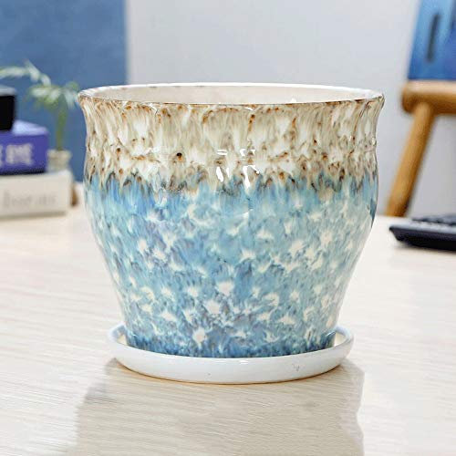 DSHUB Familiendekoration, kreativer serieller Keramik-Blumentopf, Hof- und Büroutensilien, Moderne Mode, Blumentopf, Blumentöpfe mit Palette und Loch, Lotus-Pflanzgefäß (Größe: 16 cm x 17 cm)