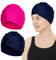 mizikuu 2 Piezas Gorro de Baño, Gorro de Natación de Adulto con Elasticidad Ajustable, Gorros De Baño para Mujer, Gorro Piscina De Pelo Largo Cómodo y Transpirable SPA De Playa, Azul y Rosa