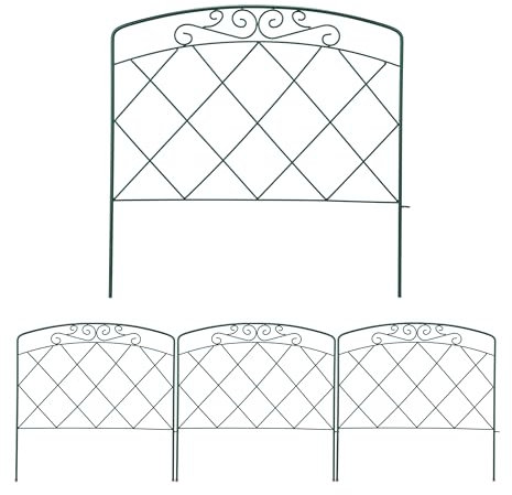 Relaxdays Recinzione per Aiuole, Set da 4 Pannelli per Cortile e Giardino, Bordure in Acciaio, HxL: 60 x 62,5 cm, Verde