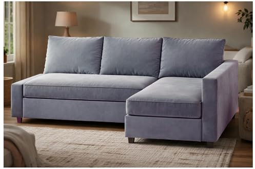 HomeTown Market Nur Sofabezüge. Strapazierfähiger Friheten Sofa bezug, kompatibel mit IKEA Friheten Schlafbett Eckbezug. (Samt grau Links Länger)