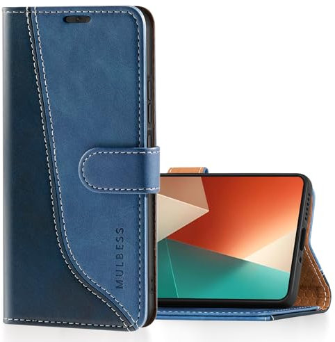Mulbess Coque pour Xiaomi Redmi Note 13 5G (Nicht für 4G), Etui a Rabat, Housse en Cuir, Pochette de Protection Portefeuille, Élégant Diamant Bleu