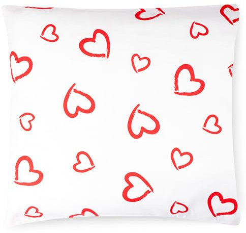 PinkZebra Kopfkissenbezug Kinder, Kissenbezug 80 x 80 cm aus 100% Baumwolle, Kissenhülle Mädschen, Öko-tex Standard 100, mit Reißverschluss, Herzchen