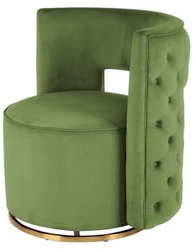 Qiyano Designer Sessel in Grün - 360-Grad drehbar, Samtbezug, weich komfortabel elegant Luxus Wohnzimmer Schlafzimmer Ankleidezimmer
