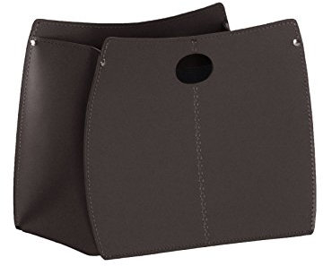 LIMAC Design Vanda Zeitungsständer modern aus Leder, Zeitschriftensammler, Originaler Zeitungskorb, Bücherkorb, für Zuhause, Büro, Hotel, Hergestellt in Italien. (Braun)