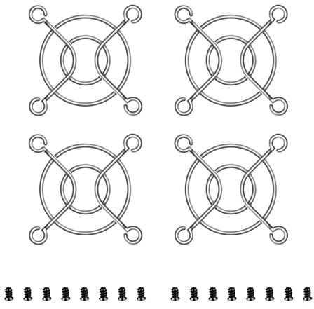 YIMATEECO Fan Grill 40mm CPU Case Metal Grills, 4pcs Fan Finger Grill Protector Guard, Clear Airflow for 40x40mm F-a-n Protective Cover DIY, PC Computer Case Fans, Cooling Fans (4 Pack, Silver)