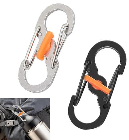 2 Stück Karabinerhaken Klein, Mini Karabinerhaken, Karabiner Klein, S Karabiner, Mini Edelstahl Karabiner, Schlüssel Karabiner, Für Outdoor Camping Zuhause Wandern Schwarz (Schwarz Und Weiß)