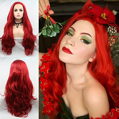 Women's Pre Plucked Long Bouncy Wave Natural Beautiful Colors Heat Resistant Fiber Glueless Synthetic Lace Front Wigs Replacement&Cosplay&Party&Daily Use Lace Wigs