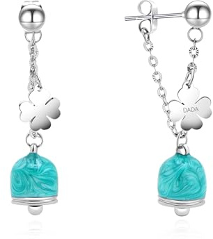 Dada Gioielli - Orecchini Donna Campanella Capri Smaltate Perlate | Con Pendenti Quadrifoglio Cuore Stella