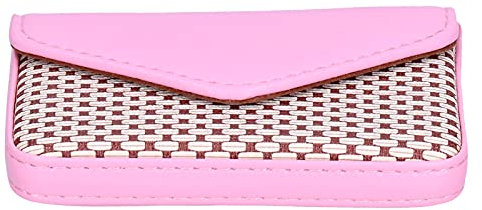 Qukaim Kartenhalter Visitenkartenhalter, Tragbares PU Leder Kartenetui für Damen und Herren, Kreditkarten- und Ausweishalter, Rosa