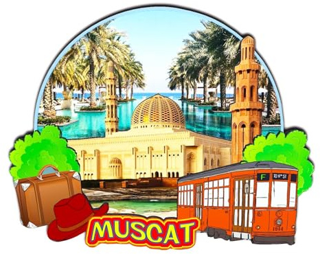 Orlaybar Muscat Oman dekorativer Magnet, 3D-Kühlschrank, Stadt, Reise, Souvenir, Touristengeschenke, handgefertigt, Handwerk, Kühlschrankmagnet, Heimdekoration -1135