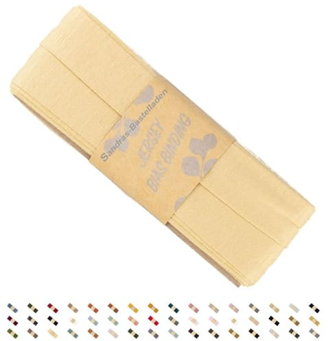 Sandras-Bastelladen Jersey Schrägband/Einfassband elastisch & gefalzt 3m x 20mm - 100% Viskose Sahara Gelb