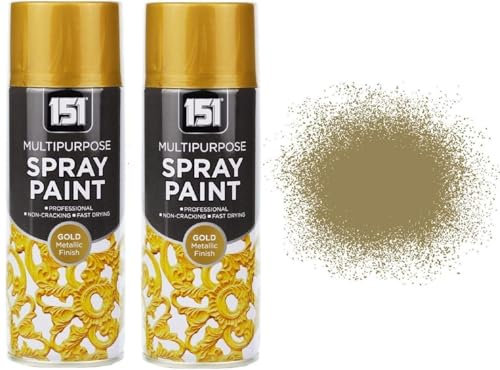 Metallic Gold Spray Paint for Wood, Metal, Plastic & Ceramics | Premium Spray Paint for Interior & Exterior Use - Ideal for Furniture, DIY & Craft Projects | Fast-Drying & Durable Finish (2 x 400ml)